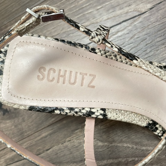 Schutz Amaia Block Heel Strappy Slingback Sandals - Snake Print - Size 8.5 - Picture 3 of 10